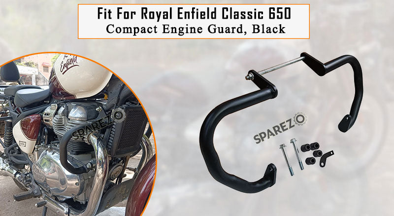 Fit For Royal Enfield Classic 650 Compact Engine Guard Black