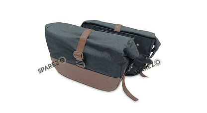 For Royal Enfield Bear 650 Soft Pannier Bags and Mounting Rails Black with Brown