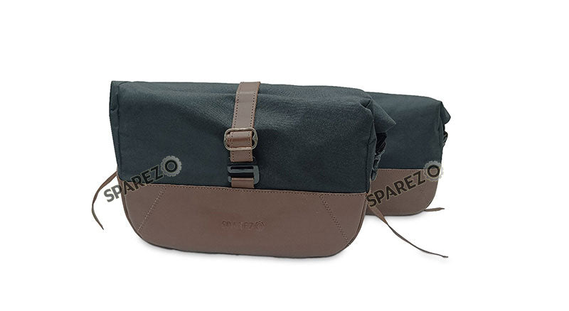 For Royal Enfield Bear 650 Soft Pannier Bags and Mounting Rails Black with Brown