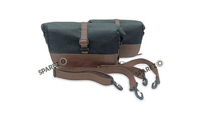 For Royal Enfield Bear 650 Soft Pannier Bags and Mounting Rails Black with Brown