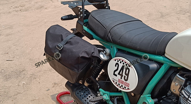 For Royal Enfield Bear 650 Soft Pannier Bags and Mounting Rails Black