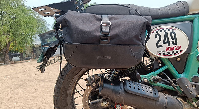 For Royal Enfield Bear 650 Soft Pannier Bags and Mounting Rails Black