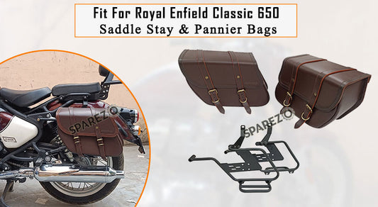Fit For Royal Enfield Classic 650 Brown Color Bags With Saddle Stay Mounting