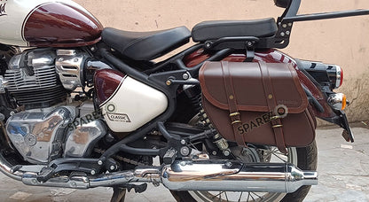 Fit For Royal Enfield Classic 650 Brown Color Bags With Saddle Stay Mounting