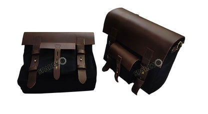 For Royal Enfield Classic 650 Genuine Leather Pannier Bags Black With Mounting