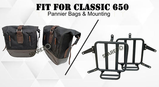 For Royal Enfield Classic 650 Genuine Leather Pannier Black and Brown Bags With Mounting